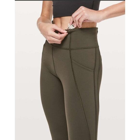 Lululemon Time To Sweat Crop *23" Dark Olive Size 8 - Picture 11 of 12